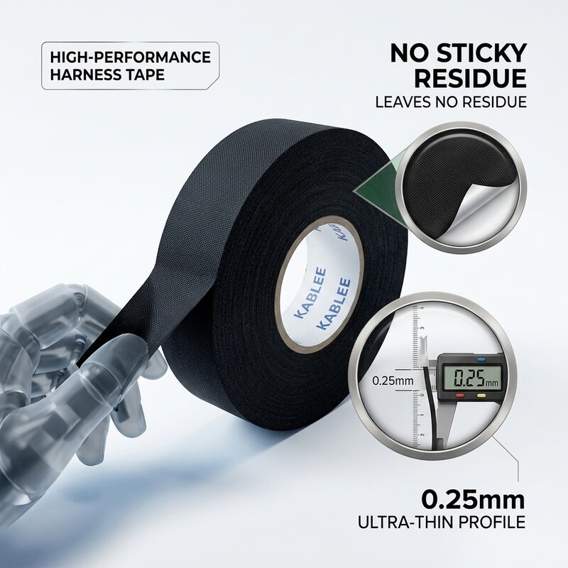 Kablee No Residue 0.25mm Abrasion Resistant Automotive Wire Harness Tape Black Orange